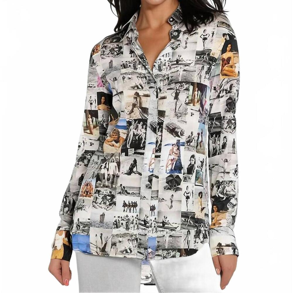 NEW UNBREAK.IT naomi beach celeb print blouse in white multi